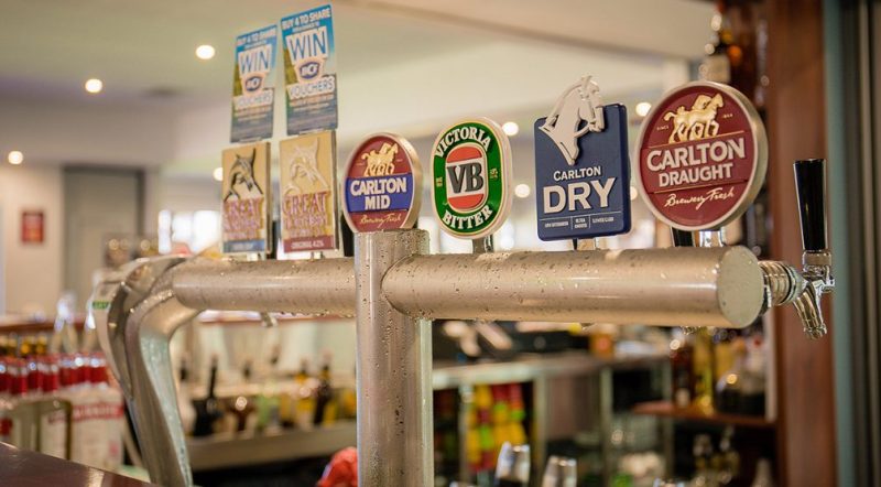 Bar area with beer taps at club venue